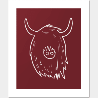 Highland Cow doodle Posters and Art